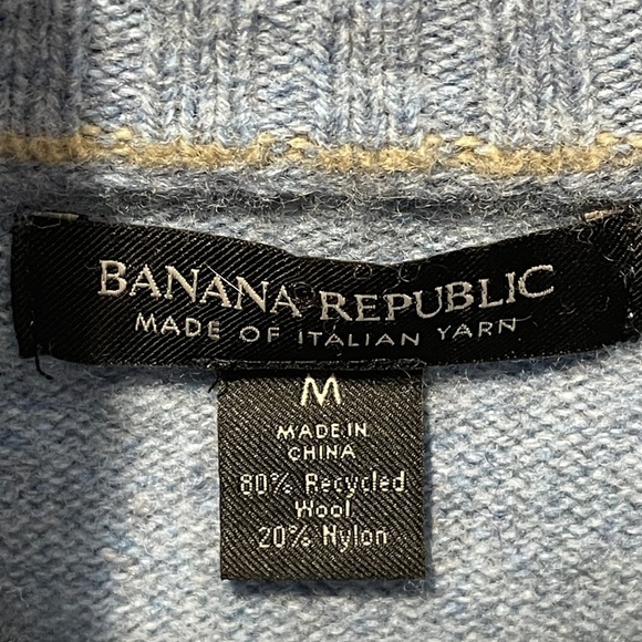 Banana Republic Italian Yarn Mock Neck Button Wool Blend Pullover Sweater Blue - Picture 4 of 4